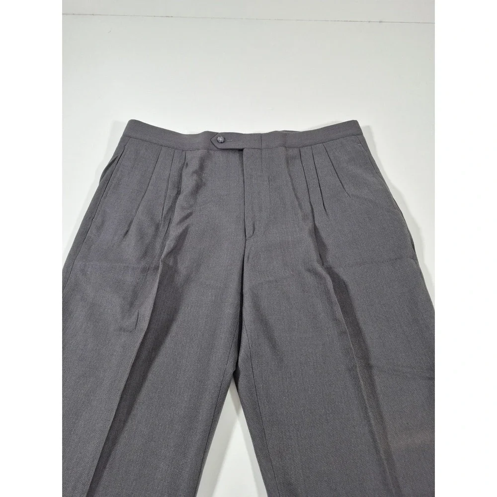 VTG Sansabelt Dress Pants Mens 38x36 Gray Wool Pleated Straight